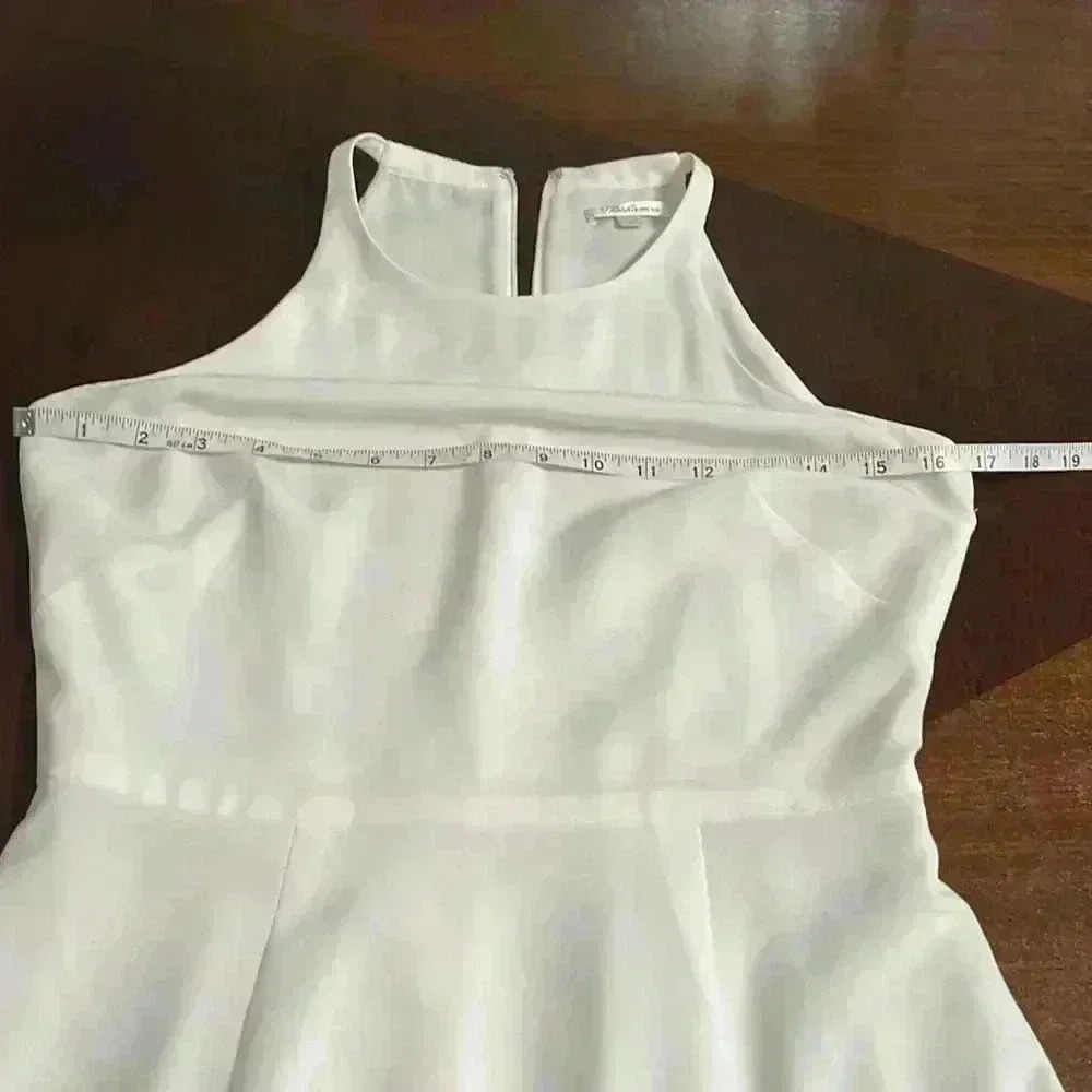 Shoshanna Women's White Tiered Ruffle Trim Tulip Hem Sleeveless Dress Size 2 - Picture 6 of 9